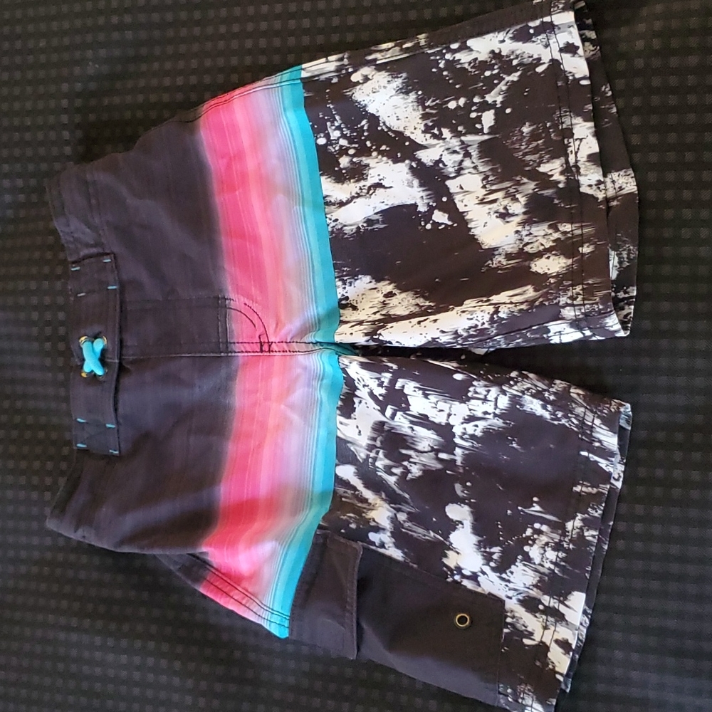 Wonder Nation, black, multicolored, swimsuit, trunks, size medium (8)